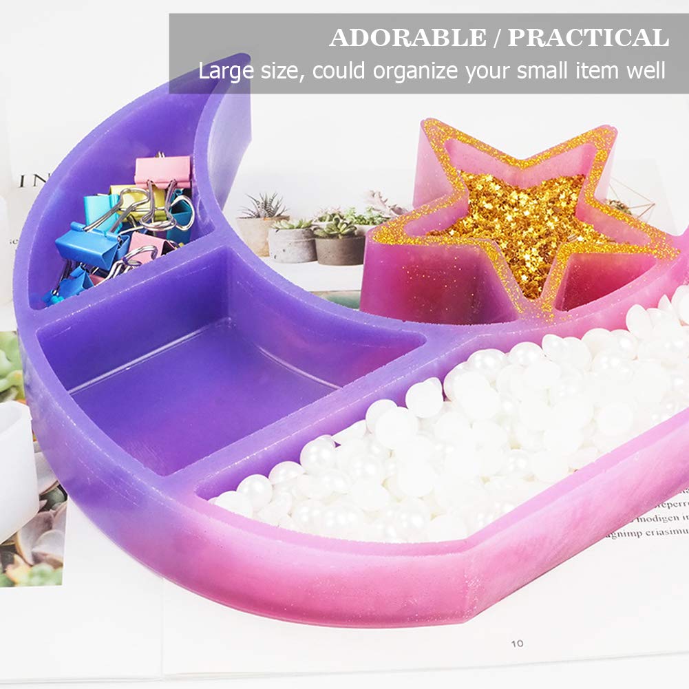 Moon Star, organizer per gioielli, in resina, a mezzaluna, in silicone, per espositori, per fai da te, in resina e accessori per la casa