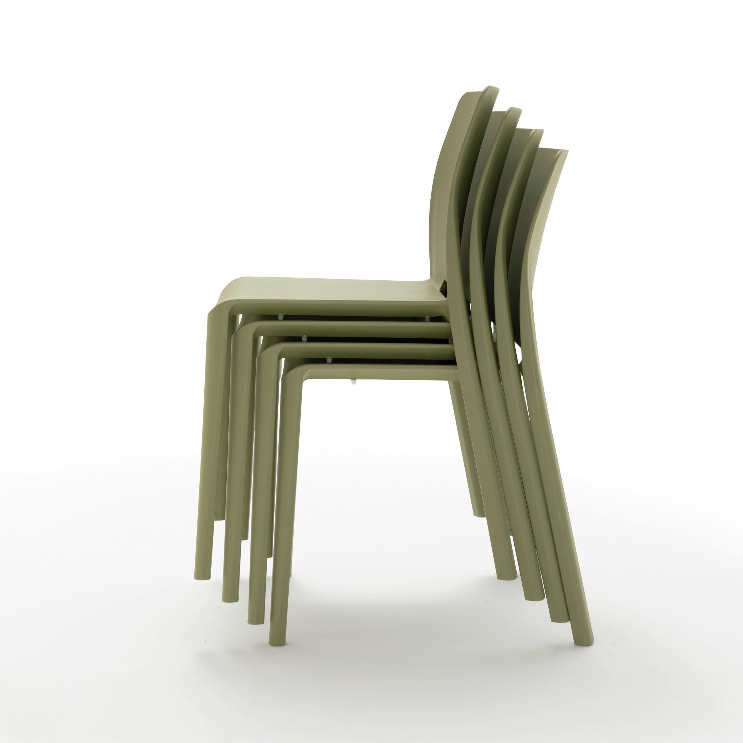 MOBILI FIVER, Pack de 4 sillas Emma Color Verde Oliva, Polipropileno y Fibra de Vidrio, Sillas Modernas Bares y Restaurantes, Cocina, Jardín, Salon, Made In Italy