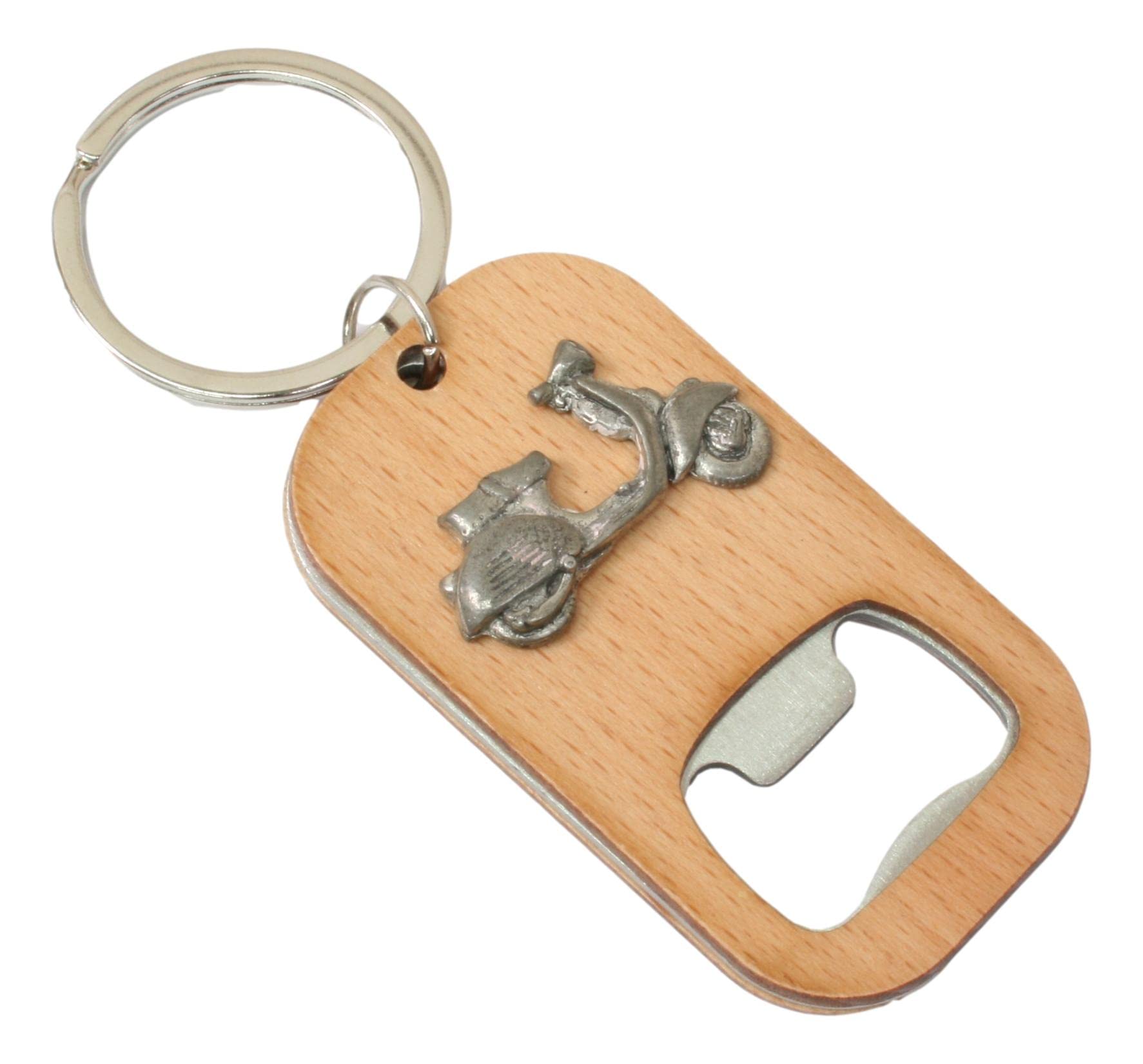 Italian Scooter Keyring Bottle Opener Wooden Stainless Steel Key Chain Gift 384