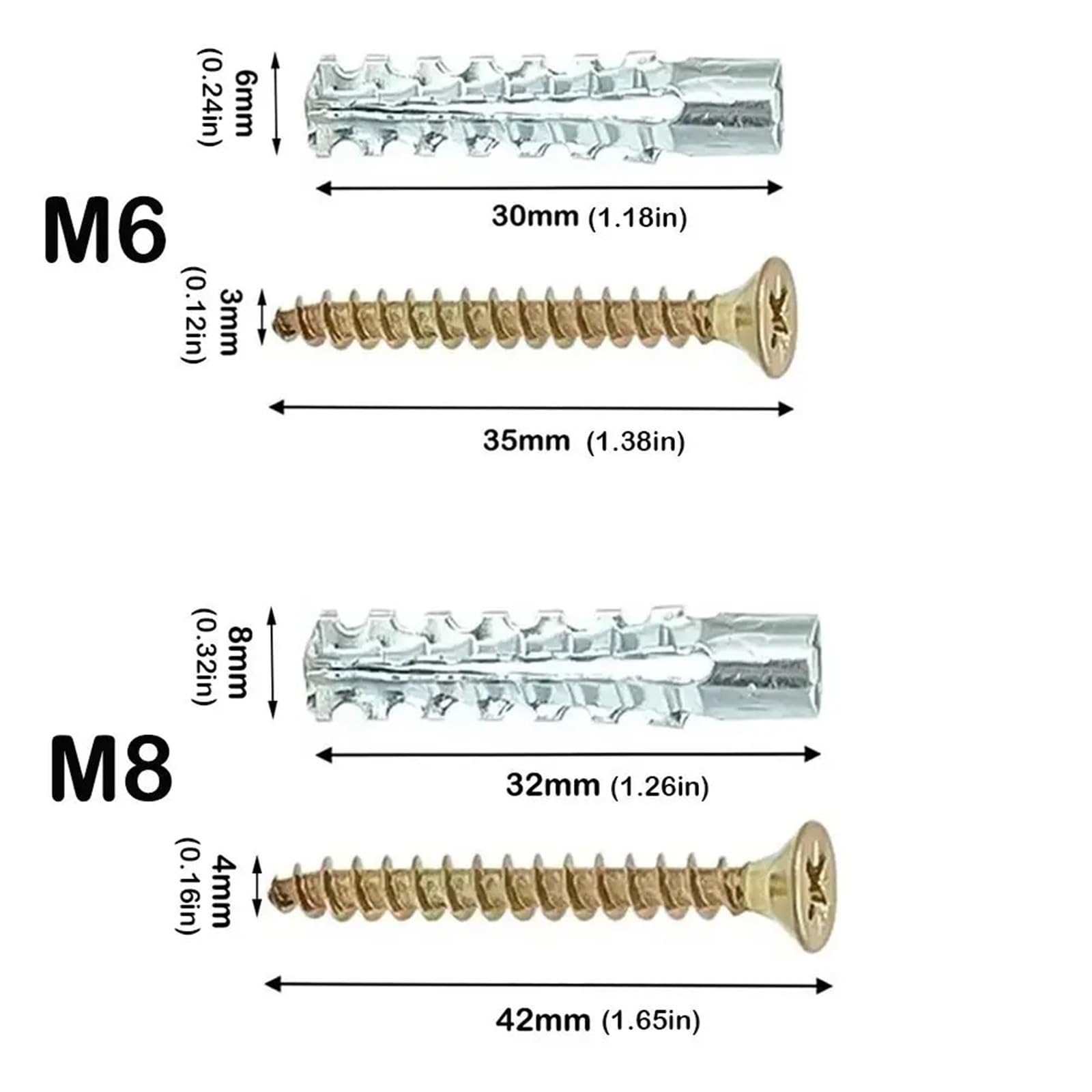 Fisher Tasselli Viti autofilettanti del tubo di espansione seghettato metallo Tappo perforazione for il bullone fissaggio degli ancoraggi muro cemento(M8 100Sets)