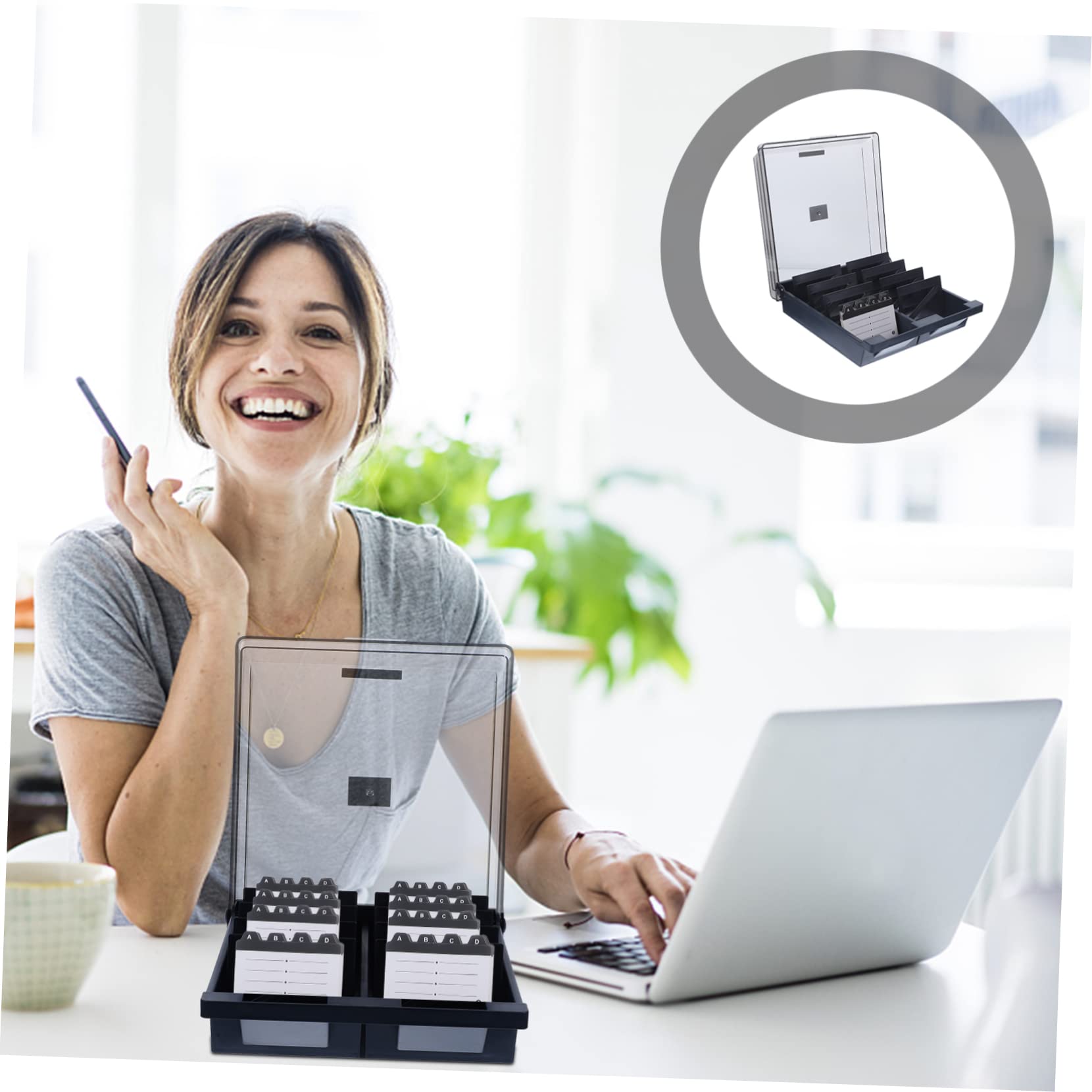 NUOBESTY Visitenkartenbox Einfacher Abs Karten mit 1000 aus Kapazität und Transparente Robuster Kartenorganisator Eleganter Kartenhalter für Büro Professionellen Schreibtisch