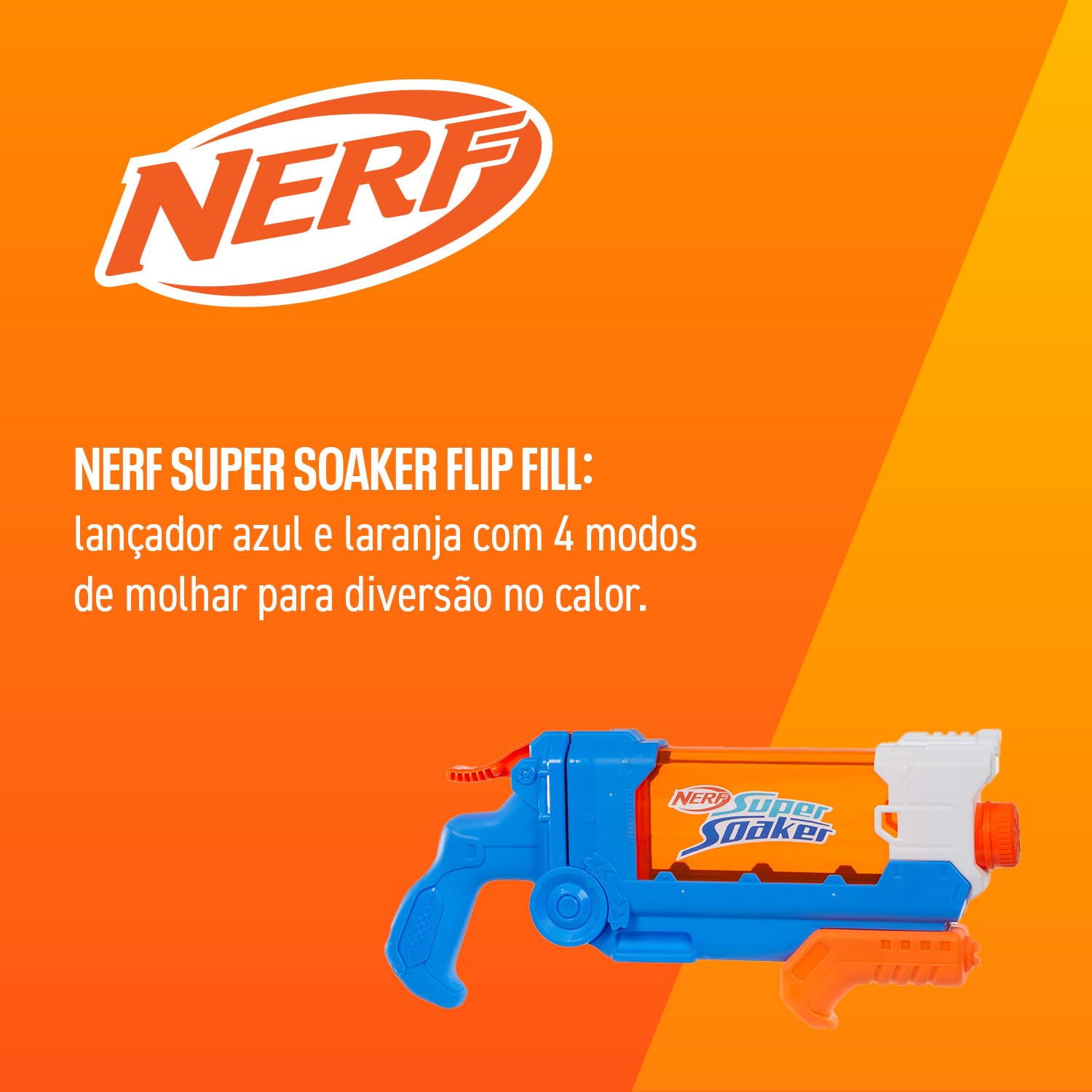 Nerf Super soaker Flip Fill Lançador de Água com 4 tipos de jato