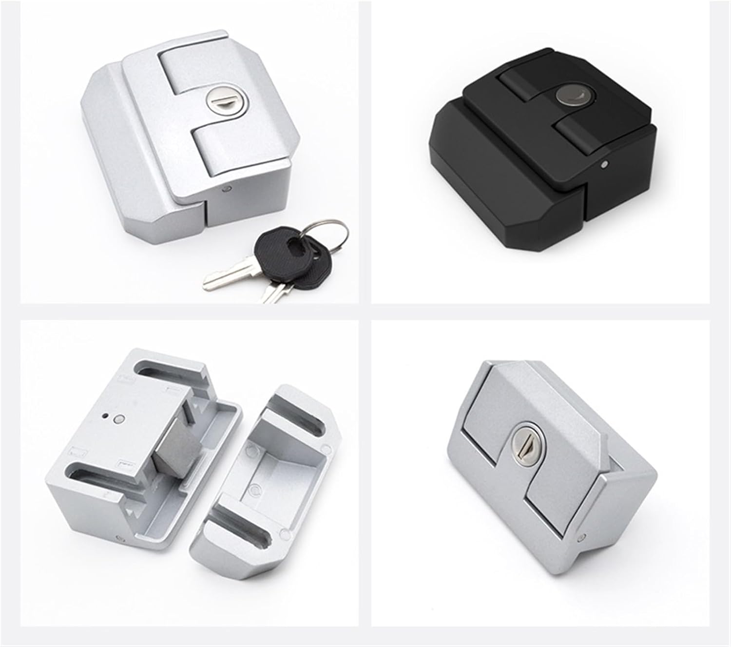 MS901-1 Zinc Alloy Car Frame Door Lock Iron Fence Lock Tool Box Iron Fence Lock RV Lock 1Pcs(Black-Interior)