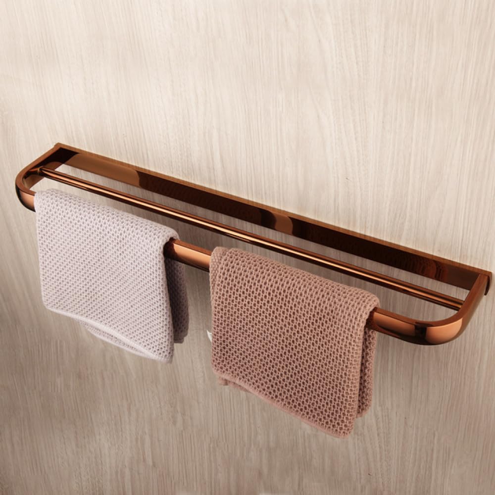 Accesorios de baño de Oro Rosa, Cepillo de baño de latón Macizo, Soporte para Papel, jabonera, Estante para Toallas, Kit Combinado de Montaje en Pared, Soporte para Toallas de 2 Barras