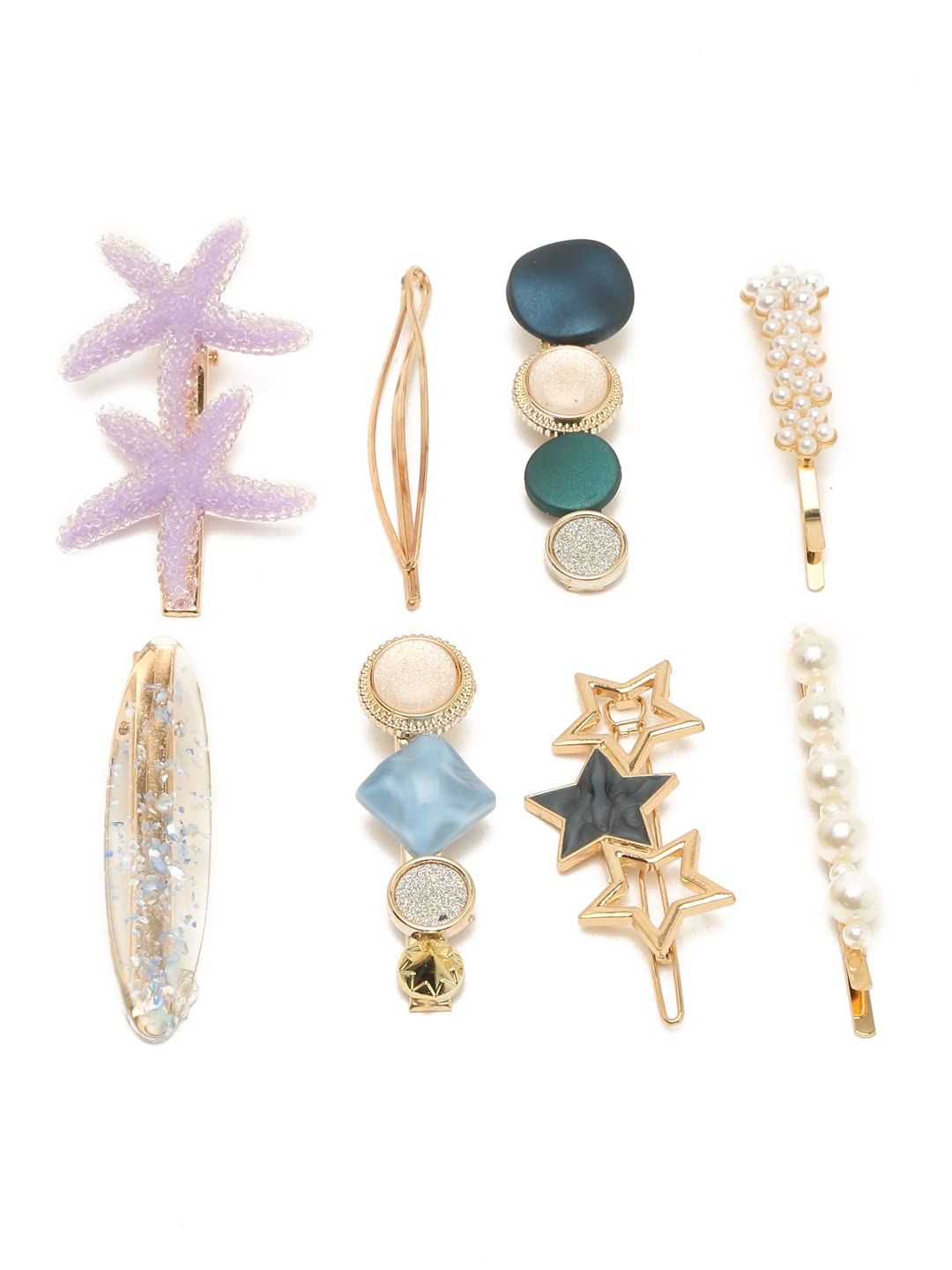 YouBella Fashion Jewellery Gold Plated Combo of 8 Hair clips Hair Pins for Girls and Women (Multicolor) (YBHAIR_41676) (B0B54ZMG2J) Amazon Price History, Amazon Price Tracker
