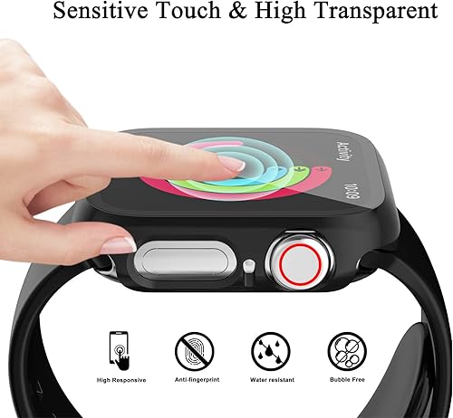 Miniatura 3 de HASDON - Funda compatible con Apple Watch Series 8 Series 7 de 1.77 pulgadas con protector de pantalla de vidrio templado, cobertura completa,