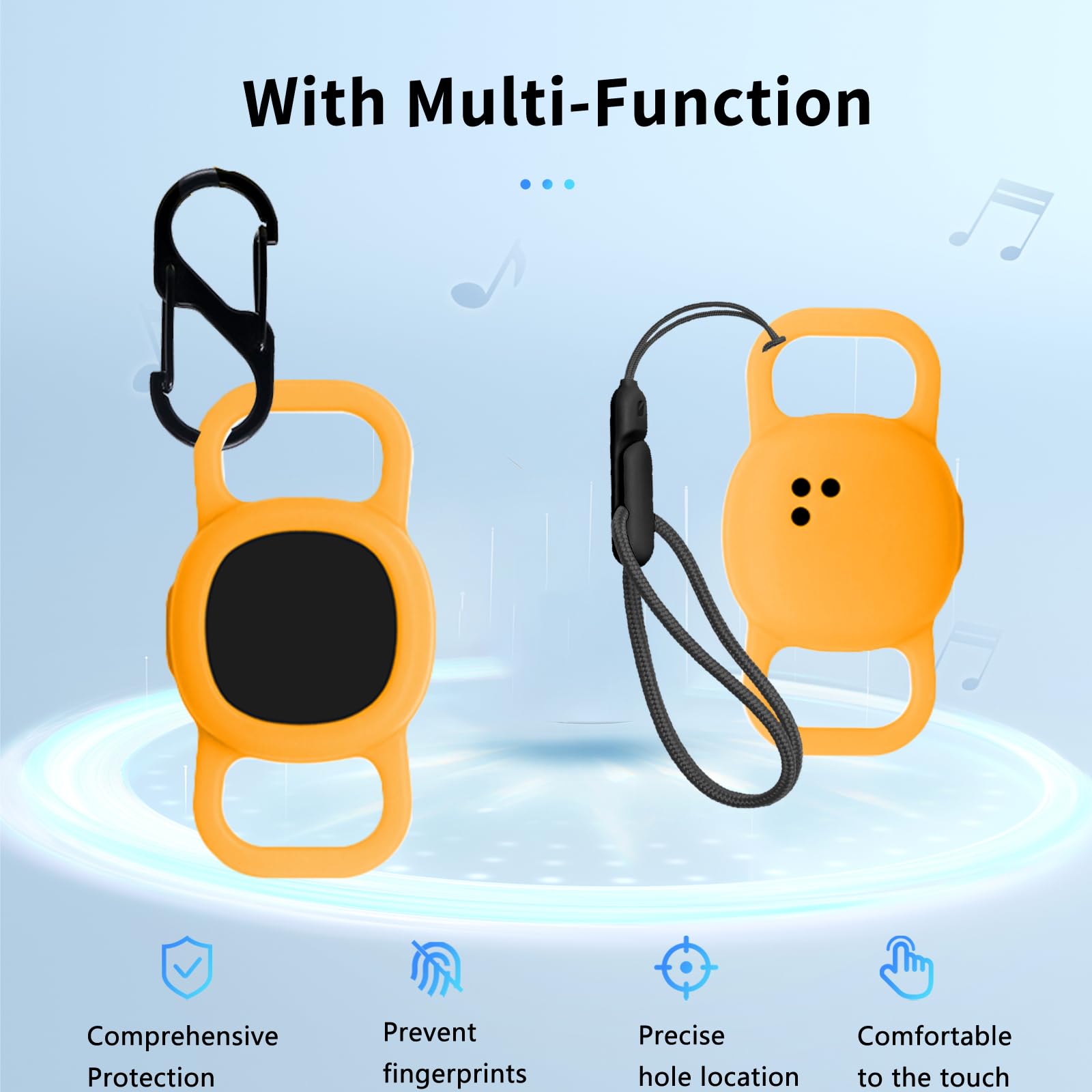 NOUKAJU Case for Tile by Life360 Sticker(2024), Silicone Protective Cover(with Carabiner + Lanyard) Drop-Proof,Scratch-Proof,Shock-Proof,Dust-Proof,Protective Case for Tile Sticker 2024(Orange)