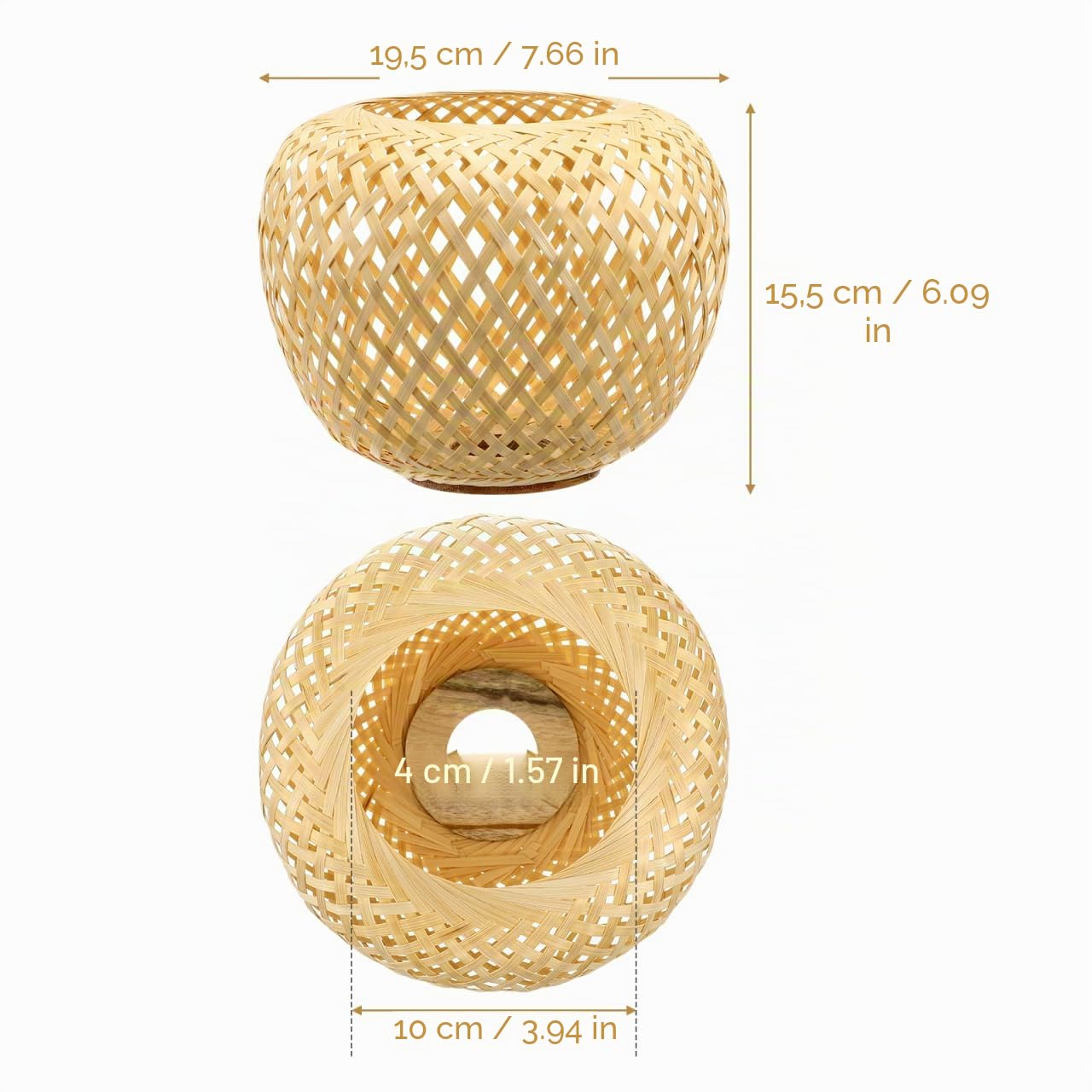 Happyyami Paralume in rattan intrecciato paralume in tessuto lampadario paralume in rattan cesto a sospensione copertura per lampada a sospensione lampada da
