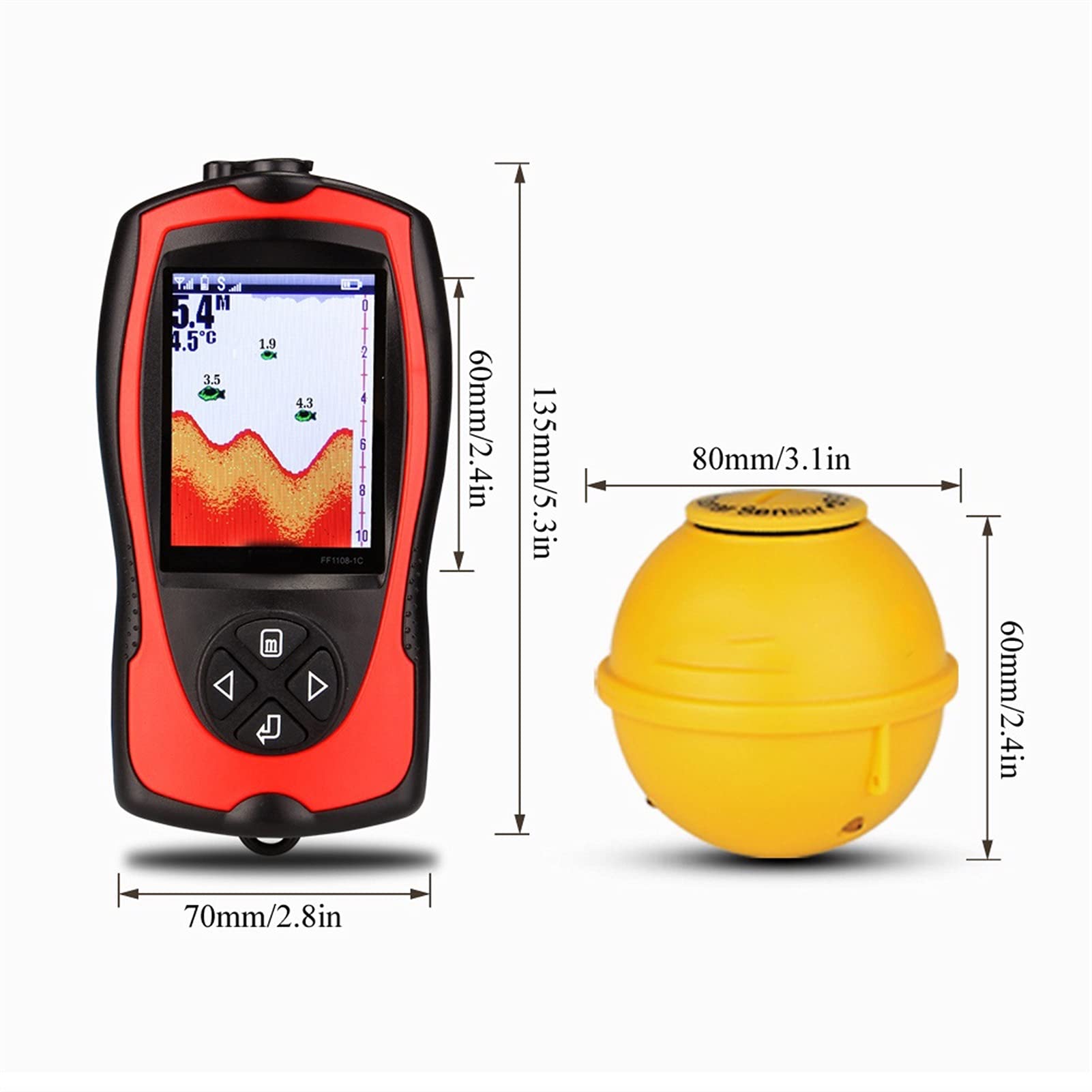 Finder di Pesce 2.4inch. LCD. Localizzatore di profondità del trasduttore Sonar Wireless Ghiaccio/Rilevatore di Allarme Pesce Oceano/Barca Pesca