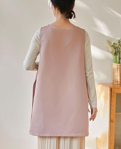 Miniatura 7 de Delantal de zapatero para mujer, estilo japonés, con 3 bolsillos, para trabajo, chef y cocina