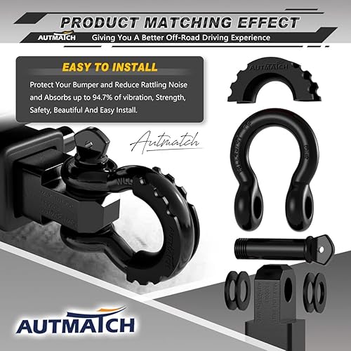 Vista 82 de AUTMATCH - Juego de 2 arandelas aislantes de grillete con anillo en D, 2 aislantes de grillete de goma y 4 arandelas para grillete de 3/4 pulgadas