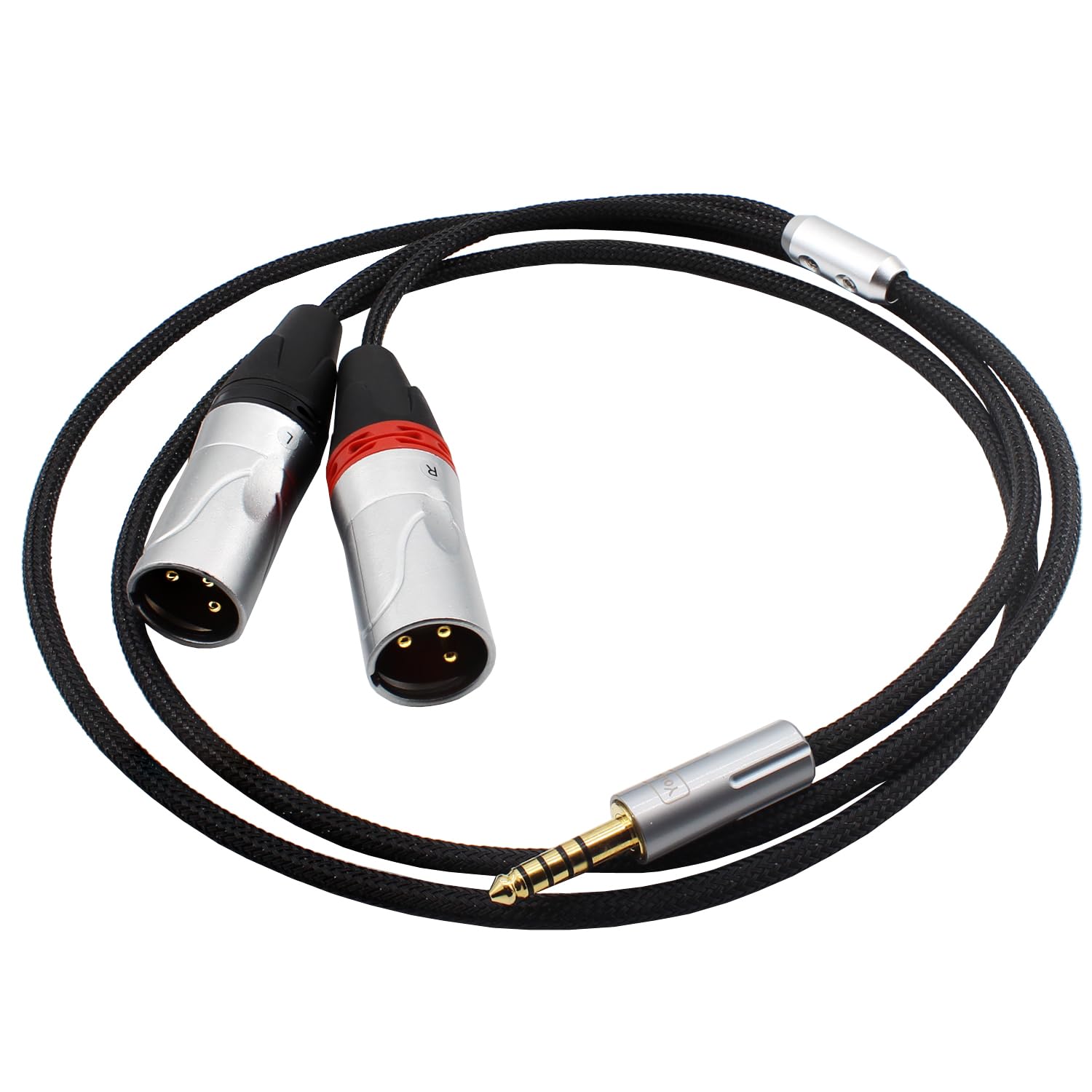 Youkamoo Adattatore per cuffie audio bilanciato da 4,4 mm a doppio XLR maschio con cavo placcato argento da 4,4 mm a XLR (1,2 m)