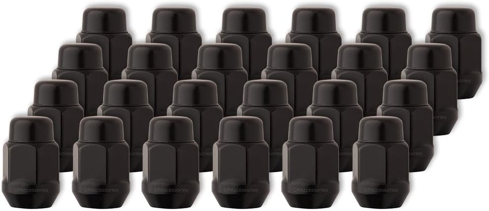 DPAccessories 24 Black 7/16-20 Closed End Bulge Acorn Lug Nuts - Cone Seat - 13/16" Hex LCB3C1HE2BK04024