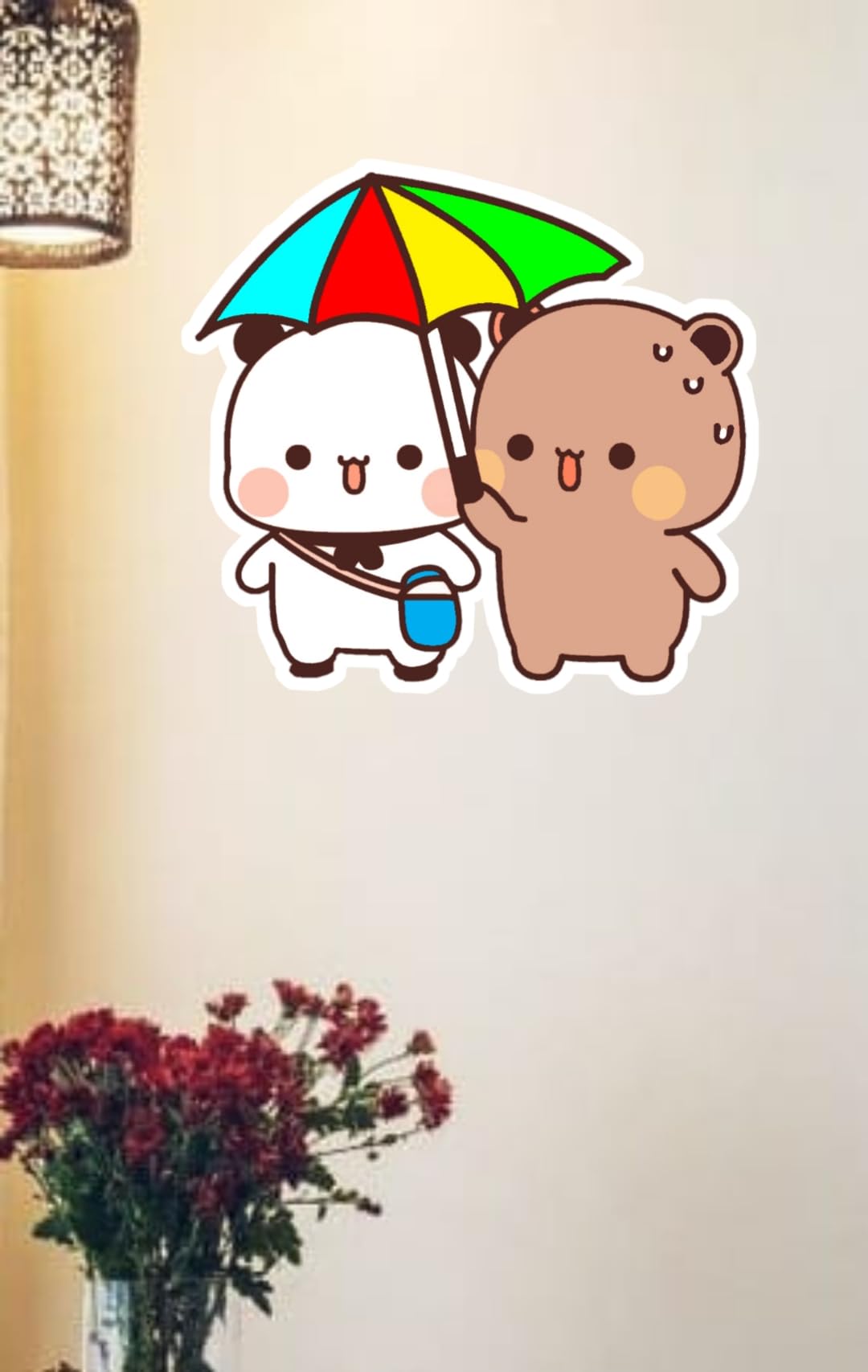 Cute Bear Panda Sticker Pack of 4 (8 & 5 inch) | bubu dudu or Peach Goma Couple Wallpaper Stickers | Laminated Waterproof Stickers for Home Kids Room and Workplace (B0CTRZNGBN) Amazon Price History, Amazon Price Tracker