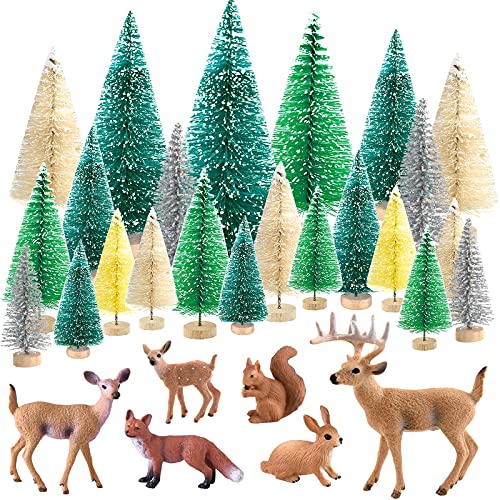 PLULON 30Pcs Mini Weihnachtsbäume Waldtiere Figuren Bausatz,...