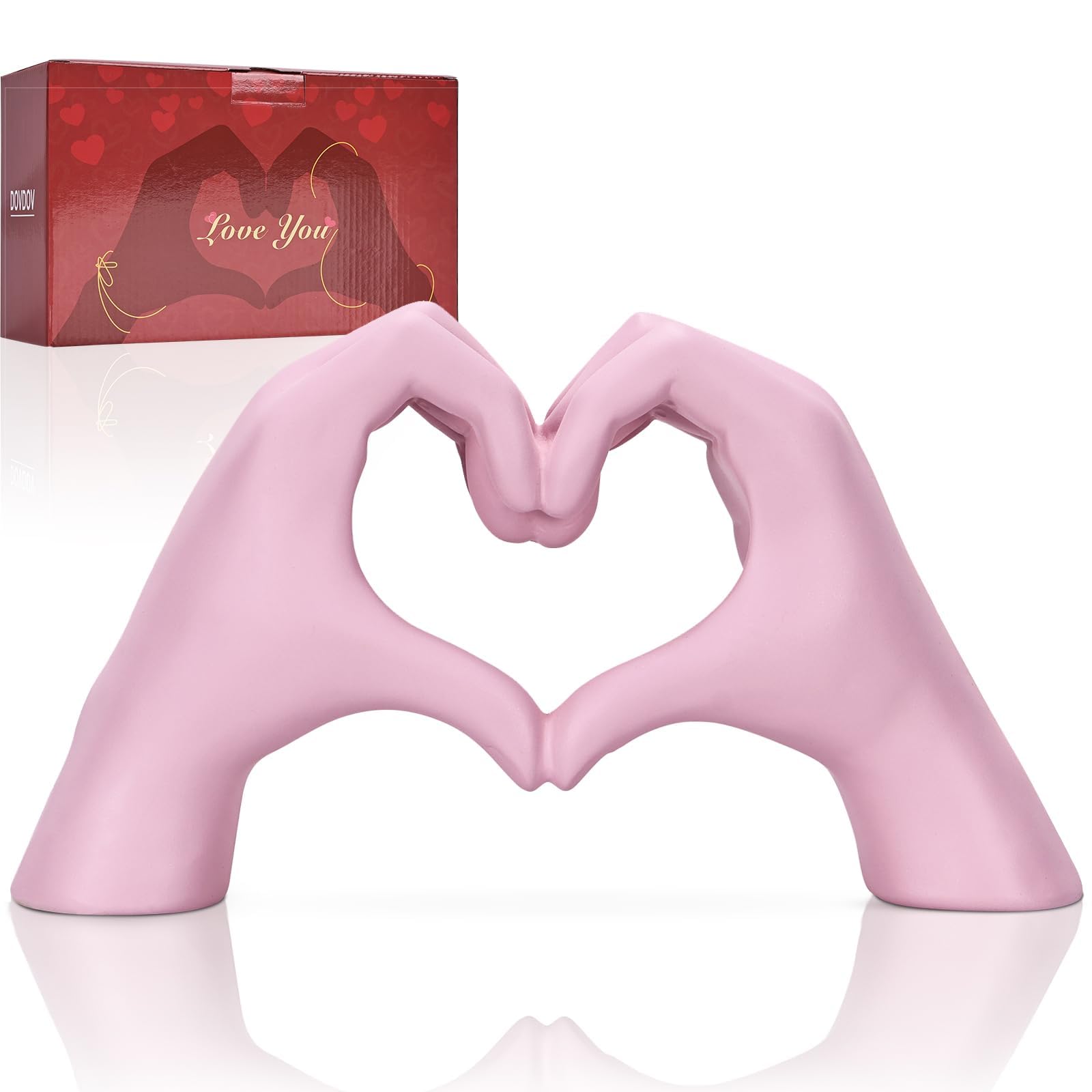 Heart Hand Sculpture, Pink Home Decor Aesthetics for Room Shelf Coffee Table Dining Table Centerpiece, Birthday Gift and Memorial Gift for Women, Girlfriend Girls Mom.