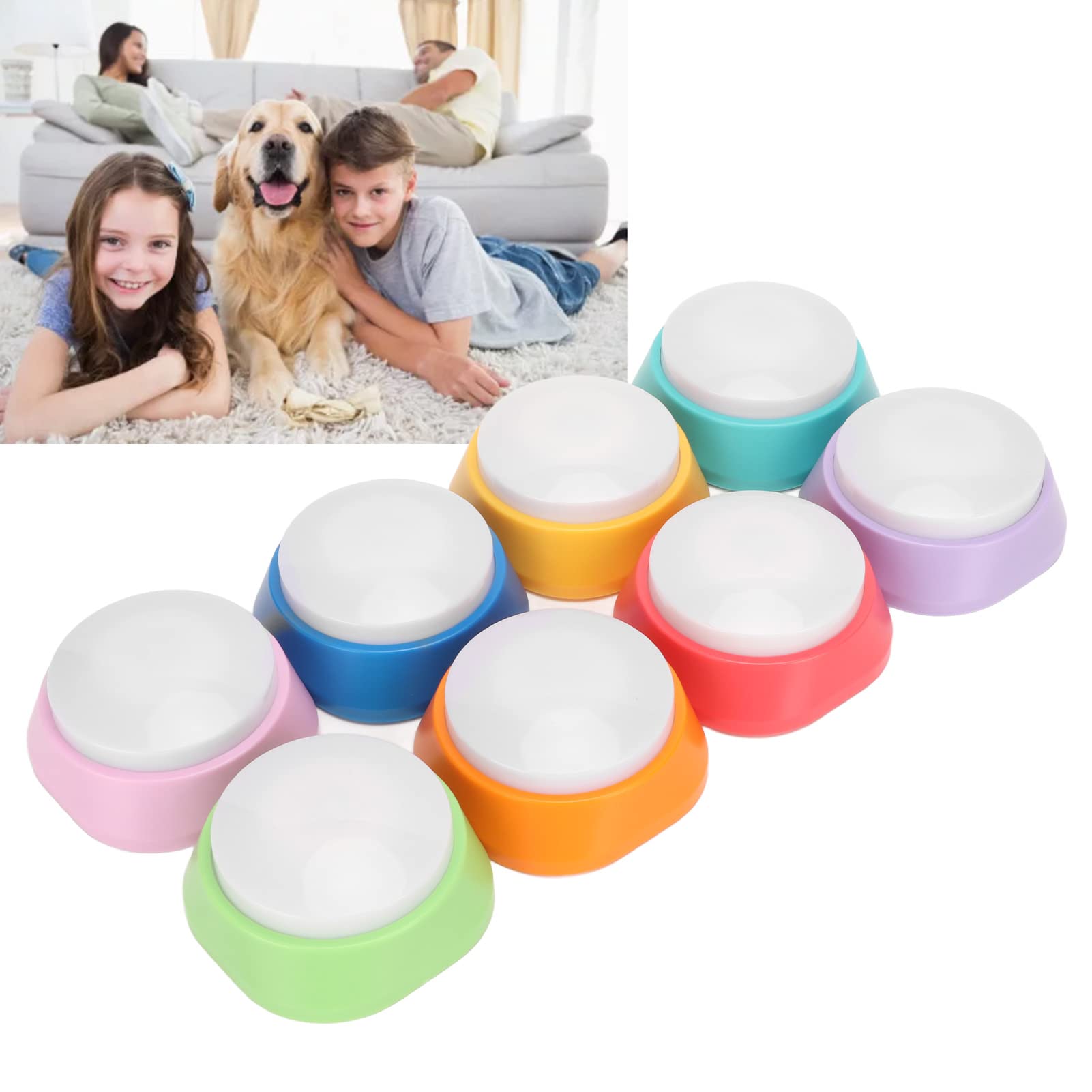 8 Botones de Grabación de Voz, Zumbadores de Entrenamiento Grabables de 30 Segundos, Botones Parlantes para Gatos, Perros, Mascotas, para Interacción de Entretenimiento