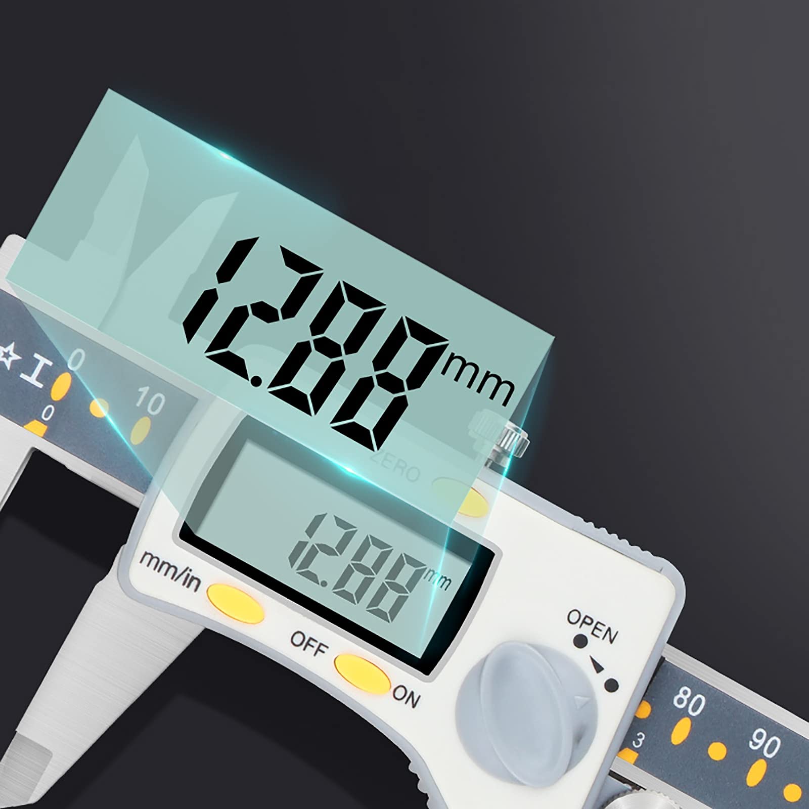 RajoNN Elektroniczny cyfrowy suwmiarka z noniuszem stal nierdzewna elektroniczny suwmiarka noniusz suwmiarka cyfrowa suwmiarka do użytku domowego i przemysłowego (kolor: srebrny, rozmiar: 150 mm)