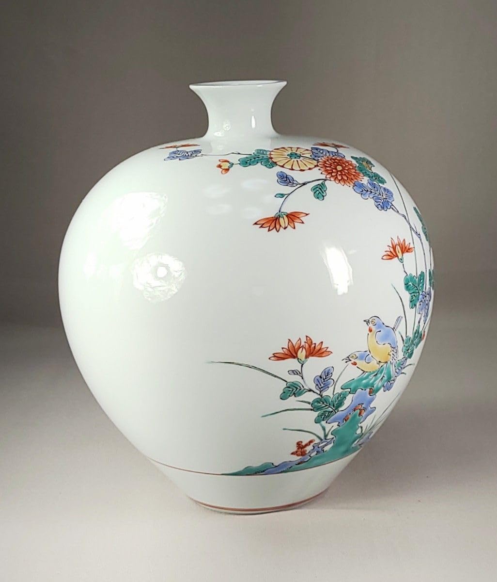 [未使用 美品]　有田焼　高麗庵　清六窯　中村清六　錦絵　花鳥紋　花瓶　希少 Amazon.co.jp: 有田焼 高麗庵 清六窯 中村清六 色絵 花鳥紋 花瓶