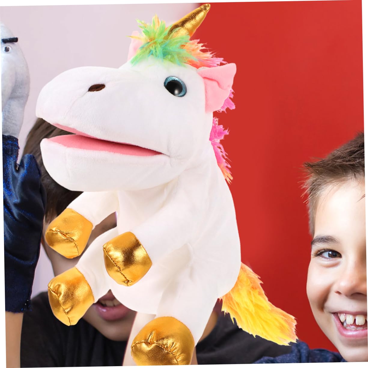Alasum Marioneta de Mano de Unicornio de Peluche Juguete Interactivo para Contar Historias Adultos Mediano para Fiestas Infantiles y Educativos