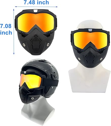 Miniatura 2 de LJDJ Gafas de motocicleta con máscara facial extraíble  Gafas de motocross anti-UV ajustables MX Riding Offroad Ciclismo Motocicleta Gafas