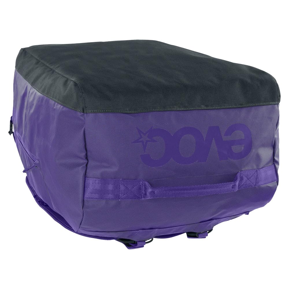 EVOC DUFFLE BAG 100 Wodoodporna torba podróżna i na sprzęt (torba podróżna z odpinanym paskiem do noszenia, uniwersalna i zamykana, bez PVC, rozmiar L), fioletowo-czarna