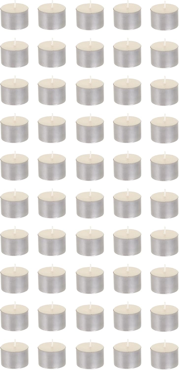 Mega Candles 100 pcs Unscented Jumbo Black Tea Lights Candles, Pressed Wax Candle 8 Hour Burn Time, Home Décor, Wedding Receptions, Occasions, Festivities, Events, Meditations, Prayers, Vigil, Altar