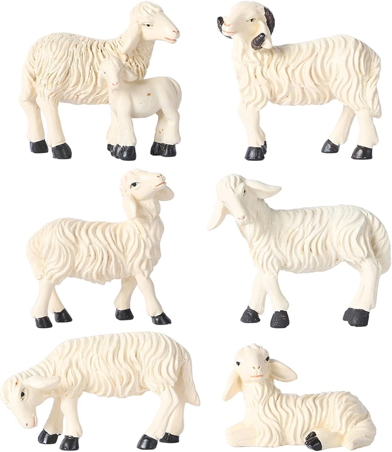 Figurín para jardín,Figurita para Mesa de Bar, decoración de jardín para Escultura, Adornos para el hogar, 6X casa de muñecas, figurita de Oveja en Miniatura, Accesorios para jardín y césped