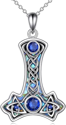 Collar de nudo celta para mujeres y hombres, plata de ley, collar con colgante de piedra lunar de Trinidad celta, joyería vikinga de buena suerte