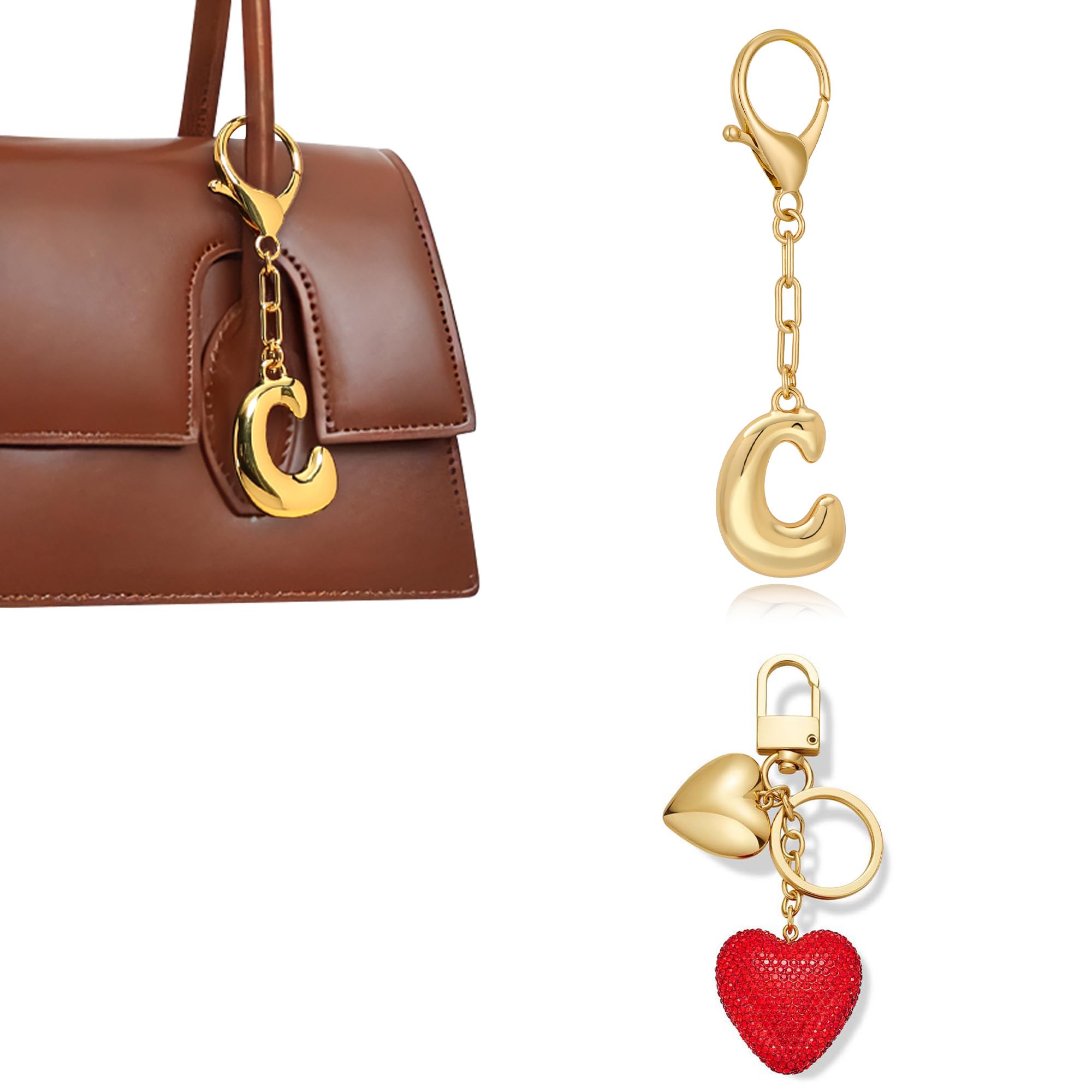 HolidayQbee Schlüsselanhänger Taschenanhänger mit Gold Buchs