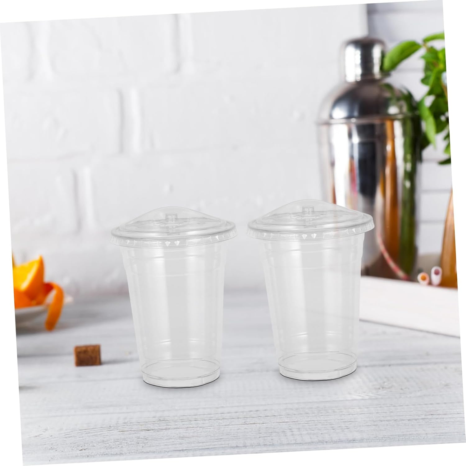 Unomor 100pcs Milk Tea Cup Bulk Reusable Coffee Cups Lids Leakproof for Iced Coffee Smoothies Lemonade Party Supplies