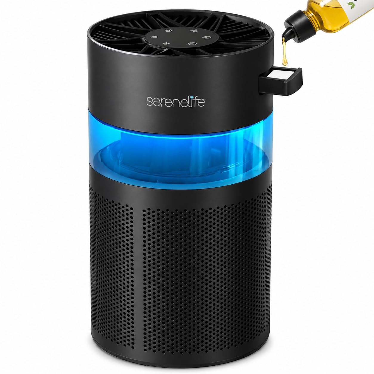 SereneLife Luftreiniger mit HEPA-13 Filter, Luftfilter Allergiker 99.97% Entfernung, gegen Staub Pollen Tierhaare Gerüche- mit Aromatherapie, Nachtlicht, Timer und Touch Steurung, 24db