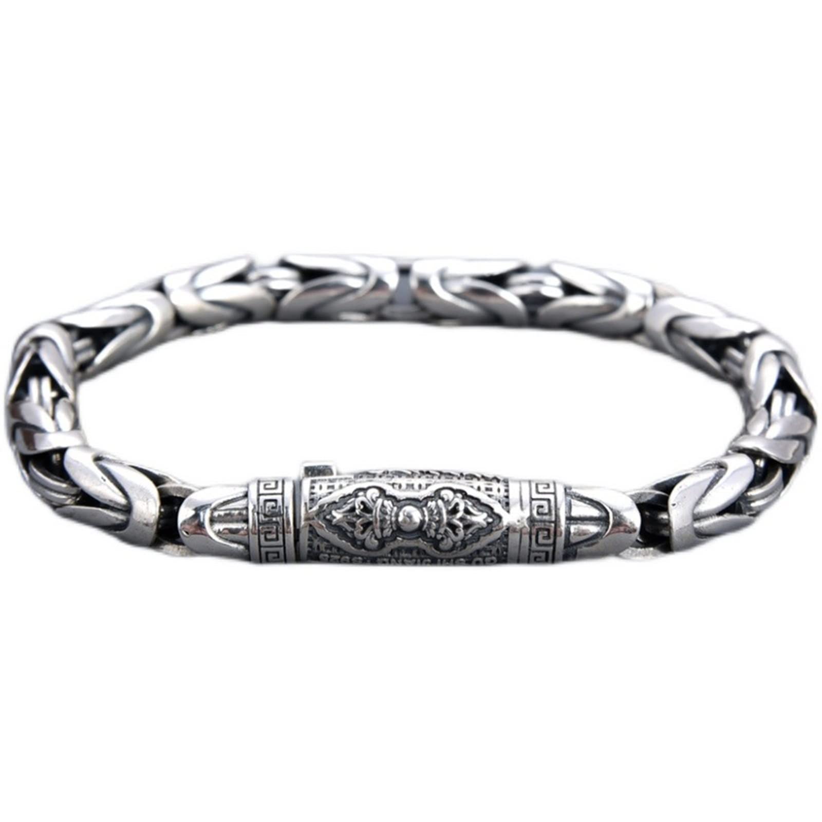 Braccialetto da uomo Bracelet for Man Bracciale nicchia hip hop in argento sterling 925 for uomini punk roccioso della catena tessuta a mano spessa Bracciale con fibbia a levetta (Size : 18CM)