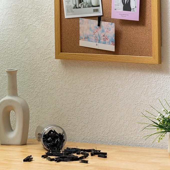 100 chinchetas con clips de madera, duraderas, decorativas, chinchetas para tablero de corcho, obras de arte, notas, fotos, proyectos de manualidades, oficinas y hogares