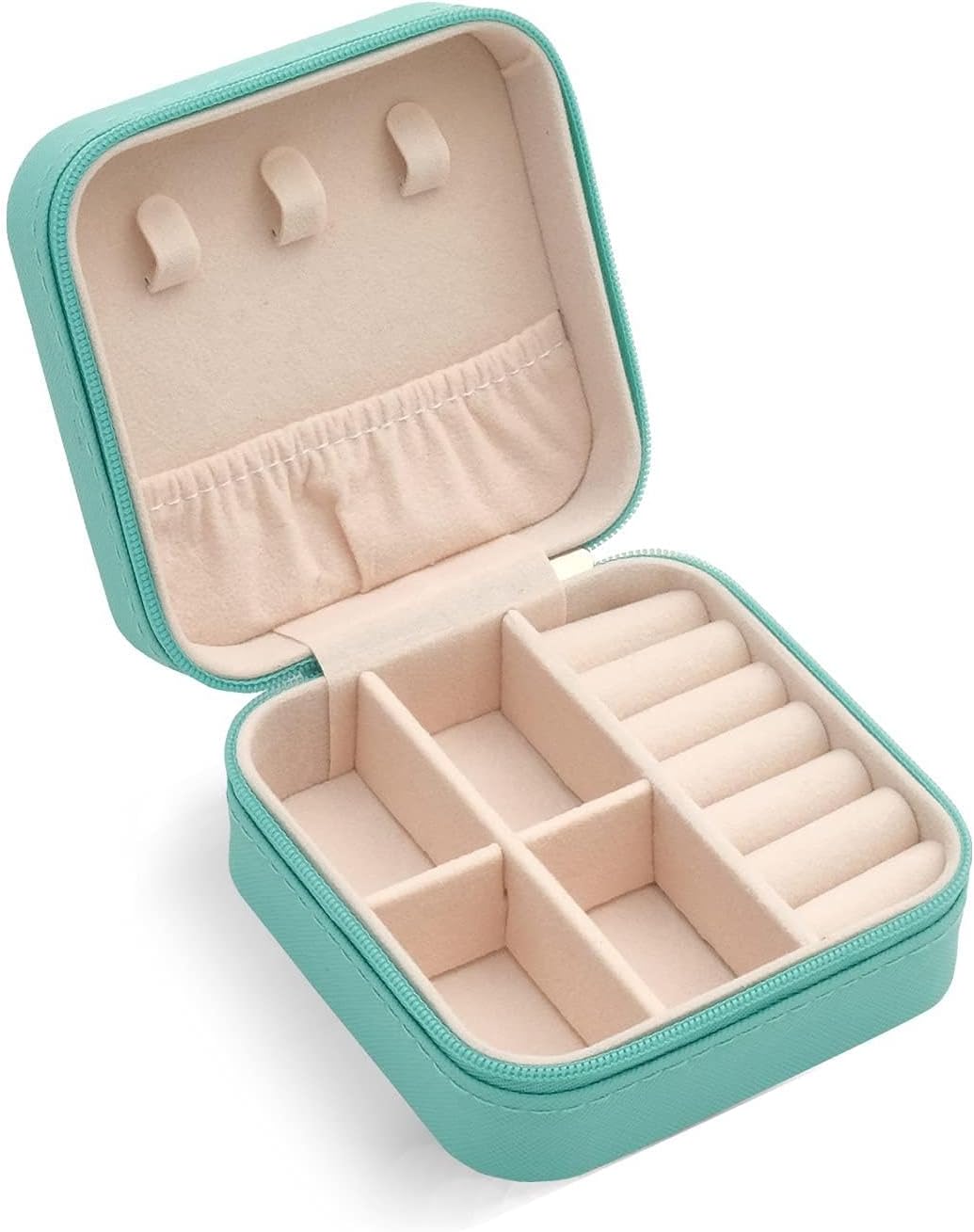 TRODANCE Mini Jewelry Travel Case, Small Portable Jewellry Organizer Box Portable Display Storage Box for Rings Earrings Necklaces, Gifts for Girl, Women, Wedding, Birthday, Mom, Mother's Day (Blue)