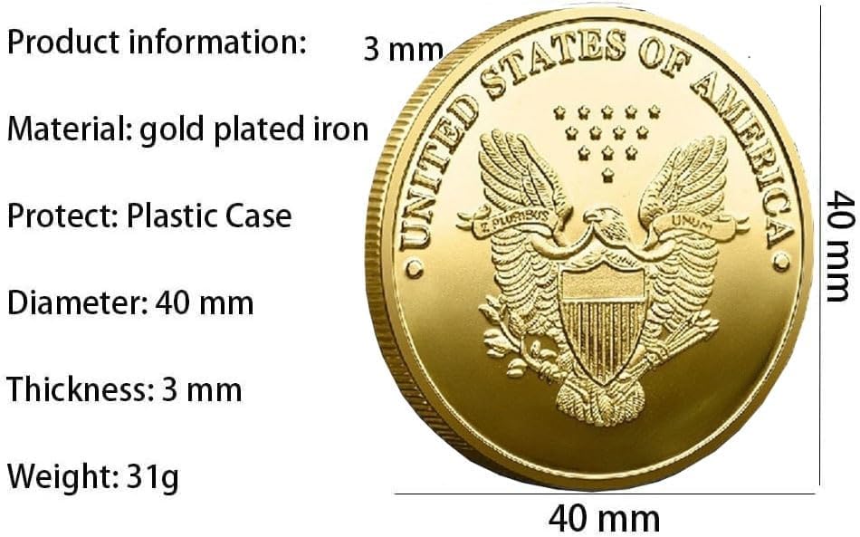 10 Pack President Coin 2025 Coin Collectors - 45-47 President Coin - Protective Case Included, Commemorative Coins, Gold Plated Coin, Collectible Gift(Gold)