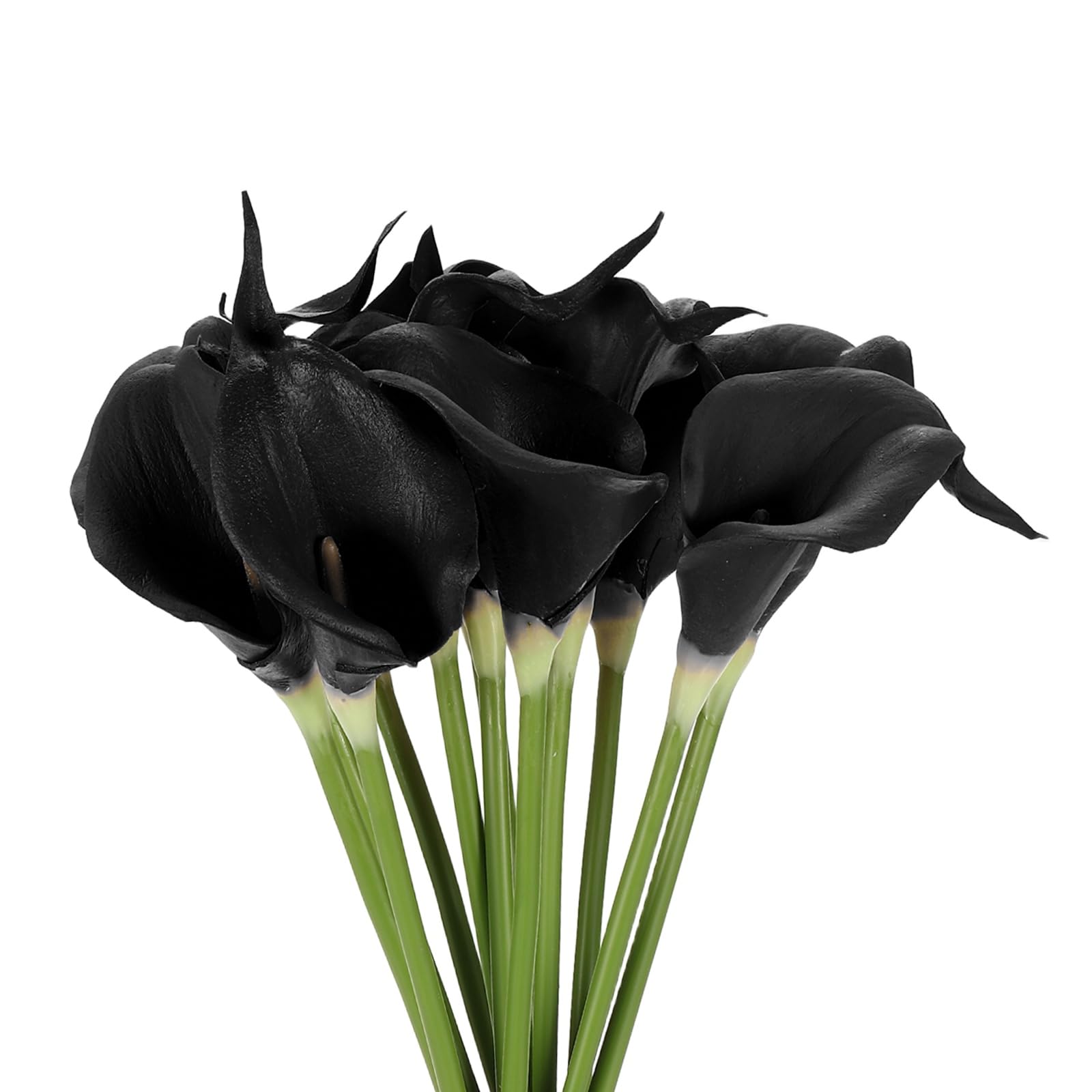 sourcing map 12 Pcs Artificial Calla Lily Fake Flowers, 13 Inch Real Touch Artificial Floral Fake Bouquet for Wedding Bride Shower Gift Home Decor DIY Crafts, Black/Yellow