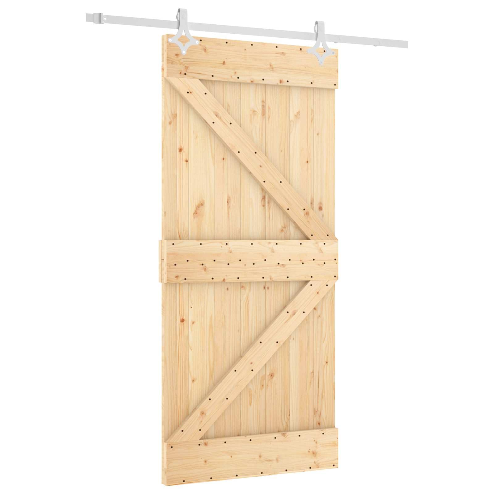 vidaXL Drzwi przesuwne 95 x 210 cm Lite Drewno Sosnowe (Nieobrobione)