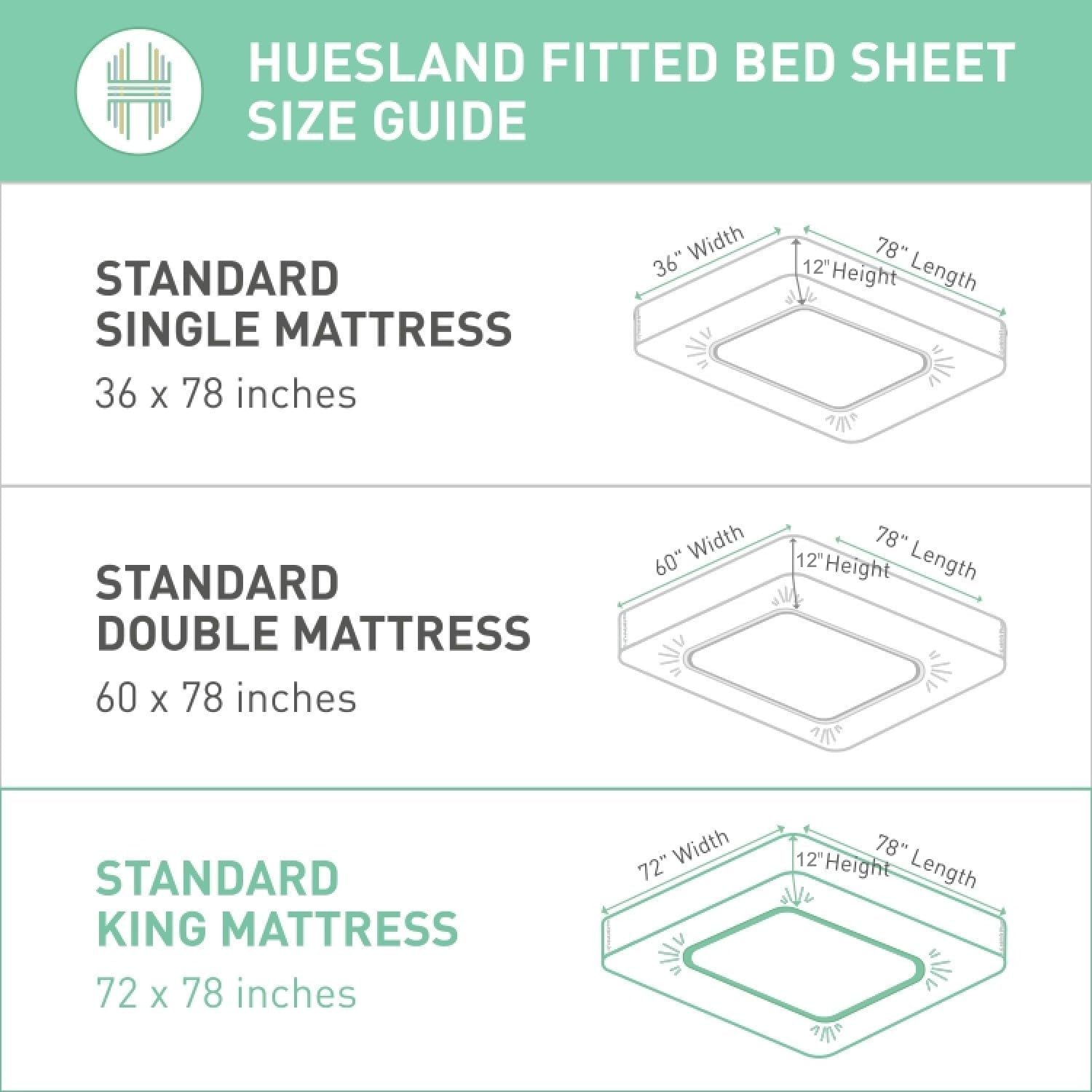 Huesland Cotton Bed Sheets - King Size, Purple & White -6