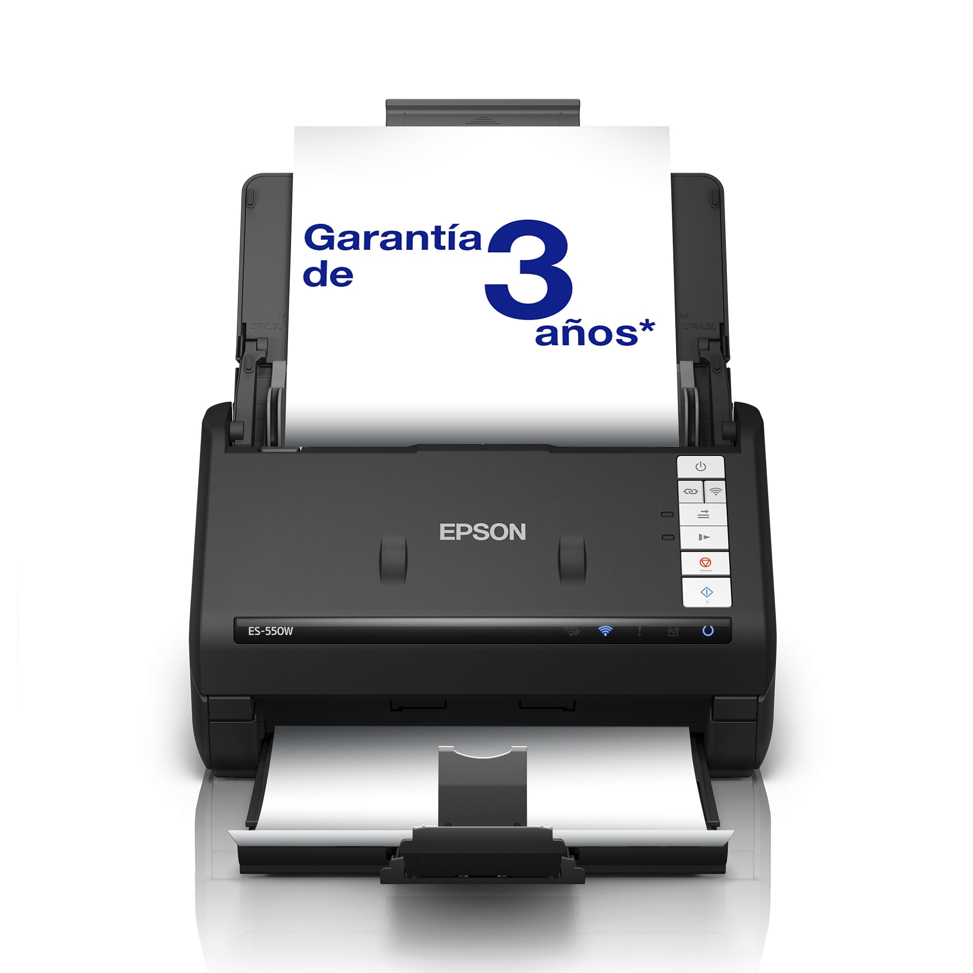 Epson Workforce ES-550W Escáner de Documentos inalámbrico | 45 ppm / 90 ipm | Alimentador automático de Documentos de 100 Hojas | Color | Conectividad USB | hasta A4