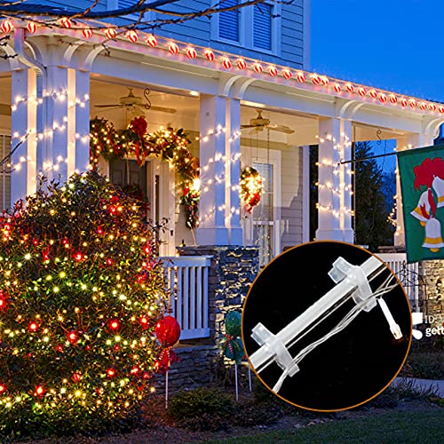 Phedrew 120Pcs Christmas Light Clips Outdoor Hang Gutter Hooks Outdoor Seasonal Lighting Hooks Plastic Xmas Light Clips For Christmas Decoration String Lights #TOP2