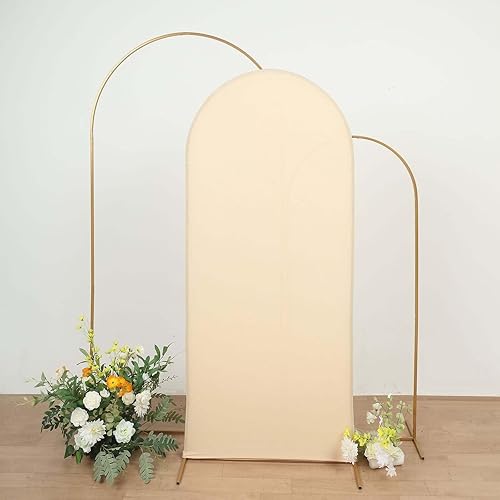 Efavormart - Cubierta de marco de fondo de elastano beige de 6 pies, cubierta de arco de boda de 2 lados