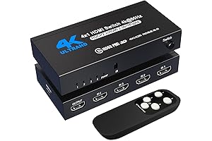 LankStone HDMI Switch Box 4K@60Hz, 4 Ports HDMI 2.0 Switcher Selector