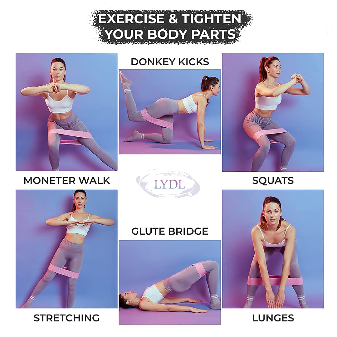 LYDL Resistance Bands Loop Exercise Bands ,Workout Bands Hip Bands Wide Resistance Bands Hip Resistance Band for Legs and Butt,Activate Glutes and Thigh-Assorted Colour 4