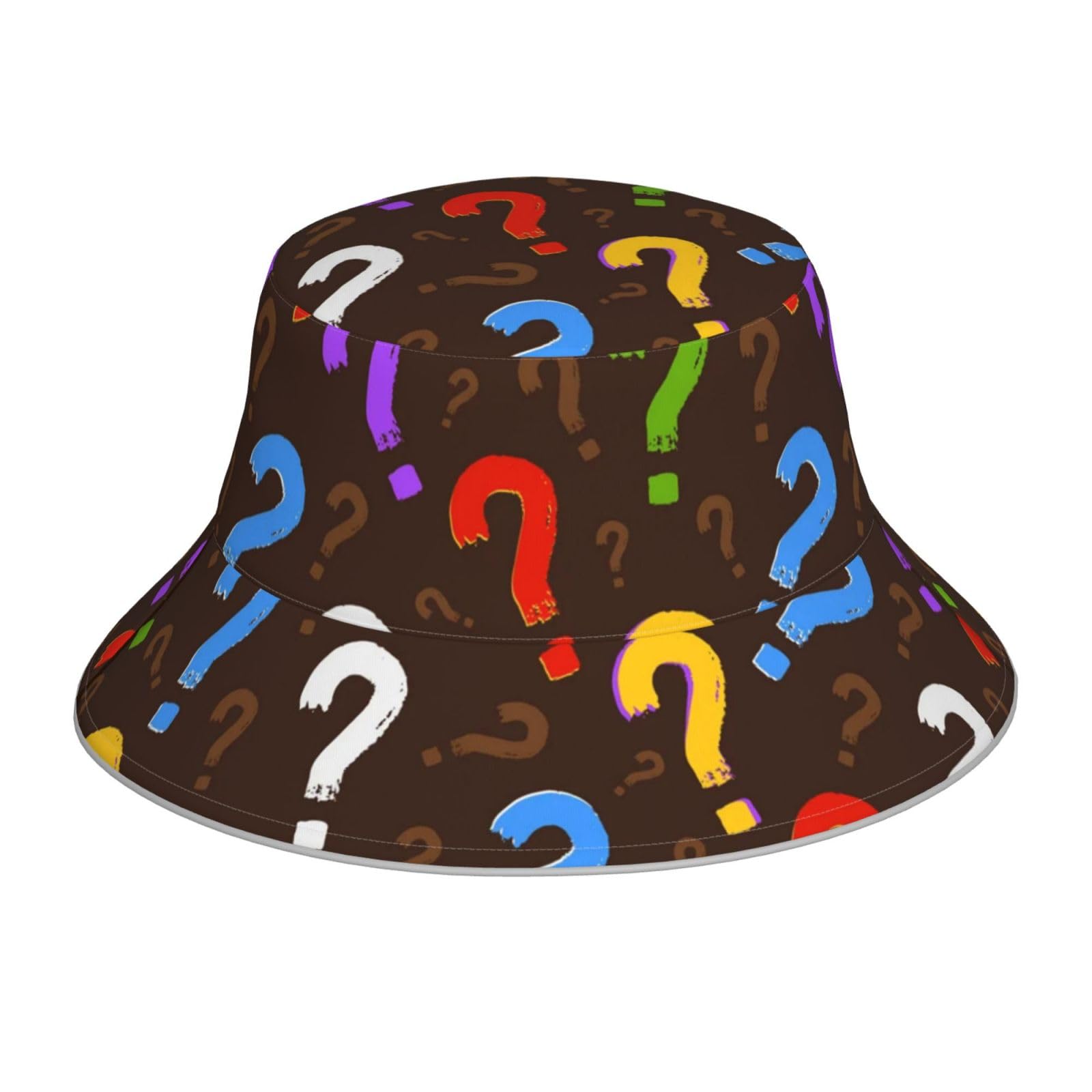 Poadnly Colorful Question Mark, Adult Bucket Hat Sun Hat Night Reflective Running Cap Fisherman Hats
