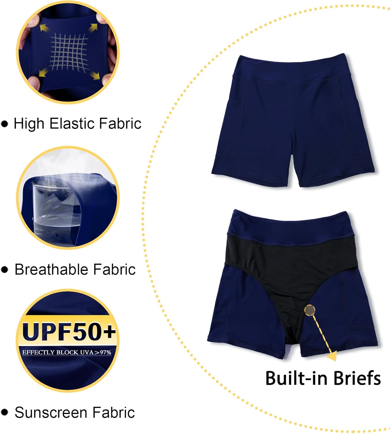 Tournesol Women's Plus Size Swim Shorts High Waisted Swimsuit Bottoms Tankini Boy Shorts Bathing Suit with Pocket - Image 5