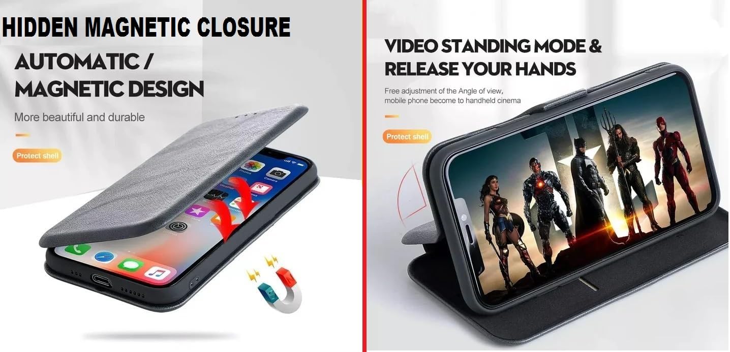HARITECH Slim Magnetic Closer Stand Leather Flip Case Cover for Vivo V40e 5G / iQOO Z9s 5G - Black 2