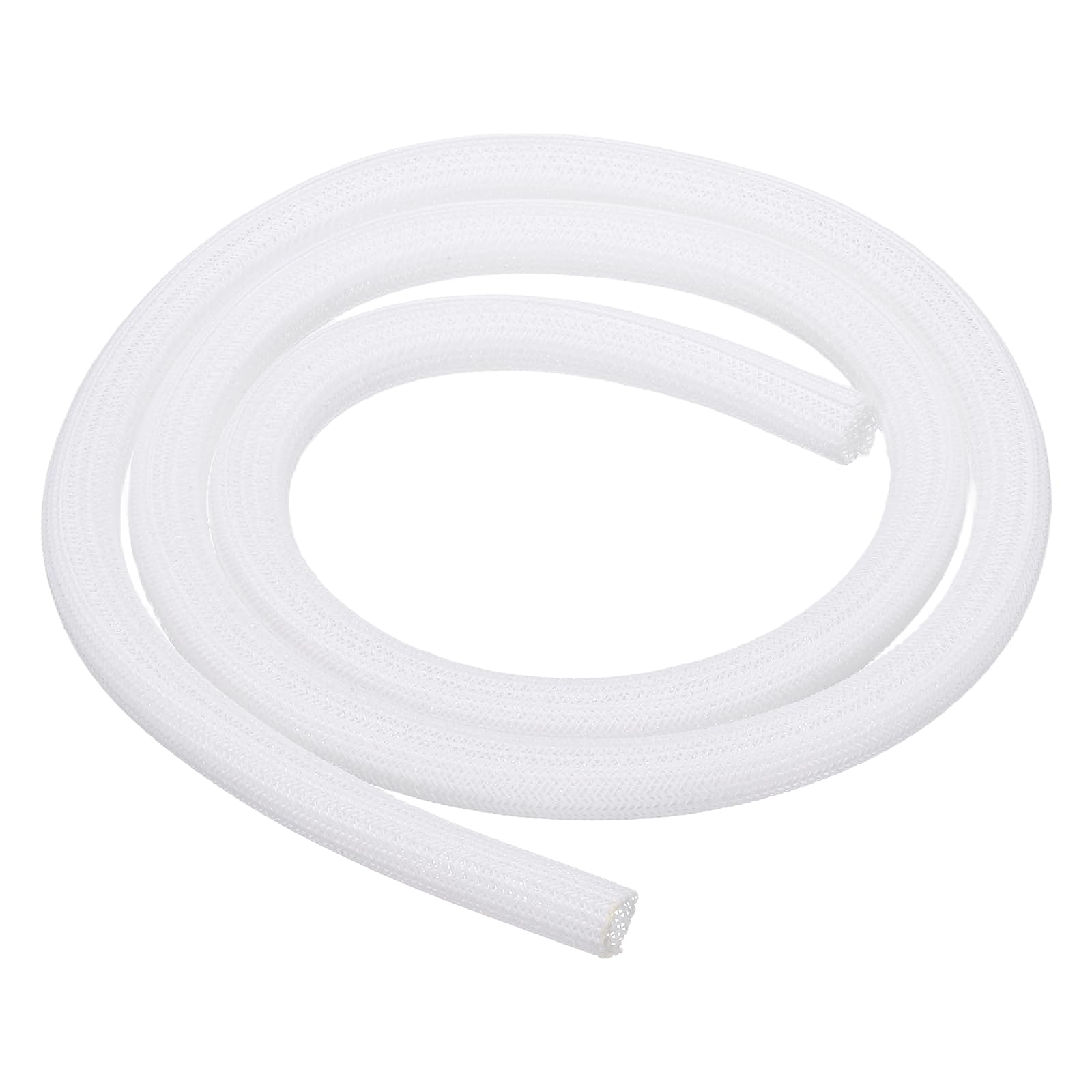 sourcing map Split Sleeve Wire Loom 1/2" 5Ft White Self Wrapping Braided Sleeve UL94-V2 Fireproof PET Sleeving for Automotive, Home Cable Management