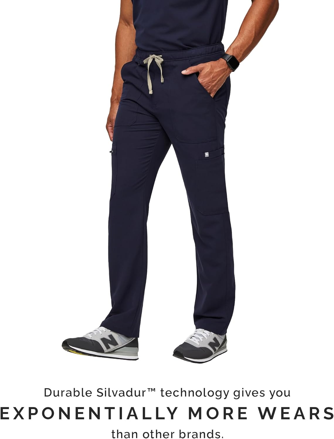 FIGS Leon Top & Cairo Pants Scrub Set for Men — Classic V-Neck, Straight Leg, Anti-Winkle, 4-Way Stretch