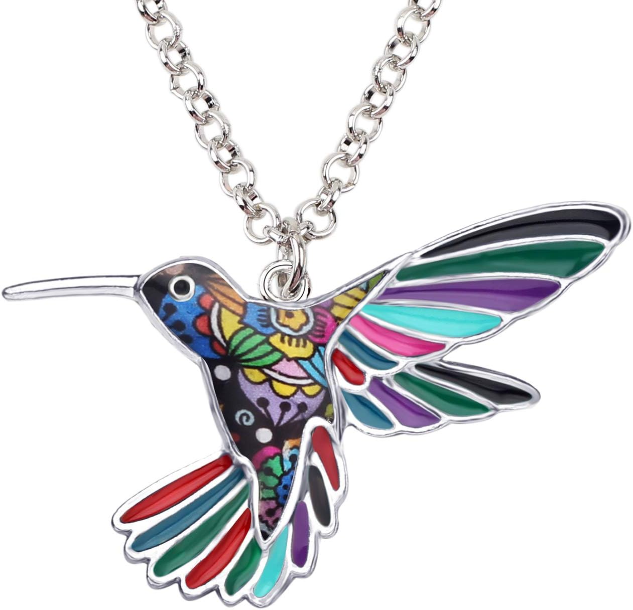 Enamel Alloy Chain Hummingbird Bird Necklace Pendant Original Design for Women Charms Gifts